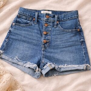 Madewell High-Rise Denim Shorts Button Fly Raw Hem Women’s Size 25